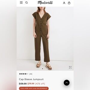 Madewell Cap-Sleeve Jumpsuit